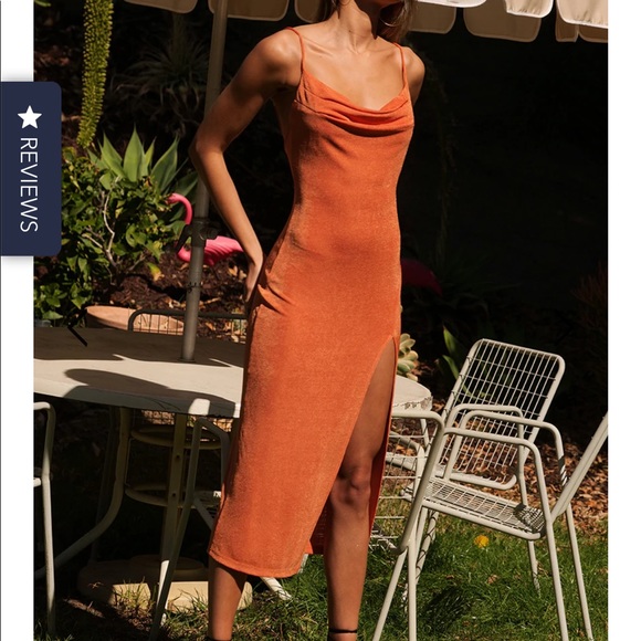 Sexy orange slinky dress - Picture 4 of 5
